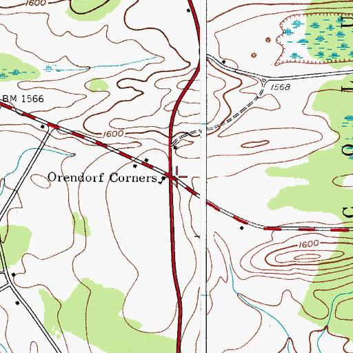 Topographic Map of Orendorf Corners, NY