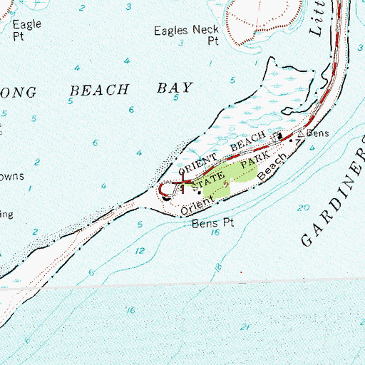 Topographic Map of Orient Beach State Park, NY