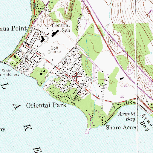 Topographic Map of Oriental Park, NY