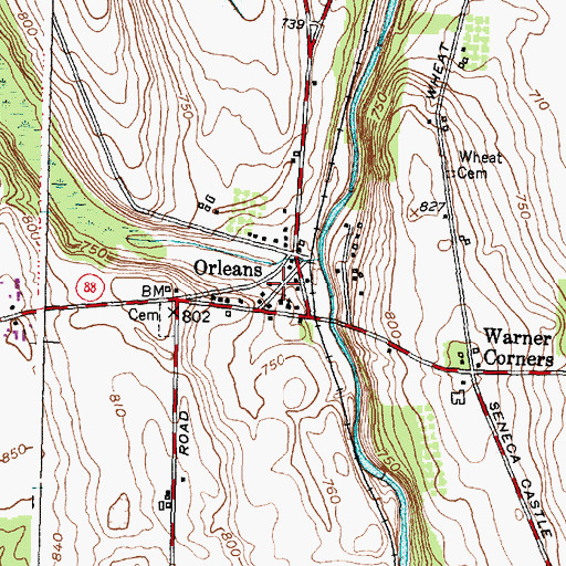 Topographic Map of Orleans, NY