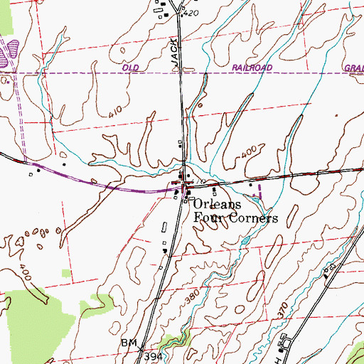 Topographic Map of Orleans Four Corners, NY