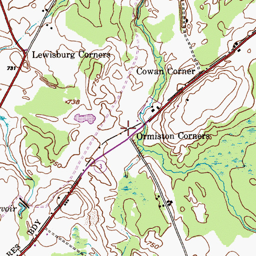Topographic Map of Ormiston Corners, NY