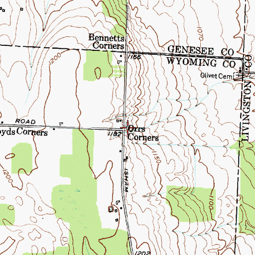 Topographic Map of Orrs Corners, NY