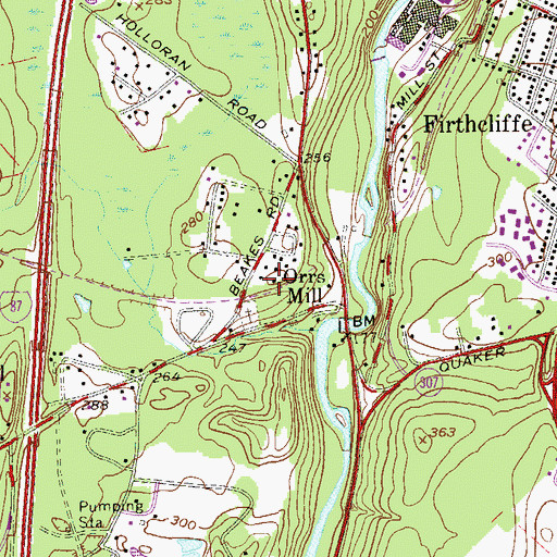 Topographic Map of Orrs Mill, NY
