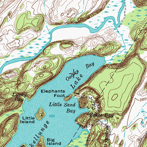 Topographic Map of Oscars Bay, NY