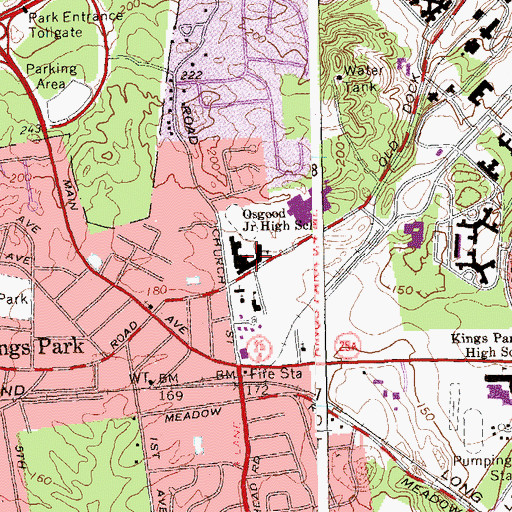 Topographic Map of William T Rogers Middle School, NY