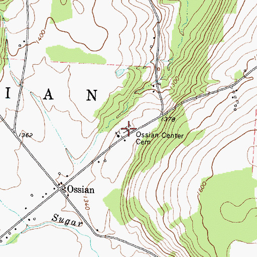 Topographic Map of Ossian Center Cemetery, NY
