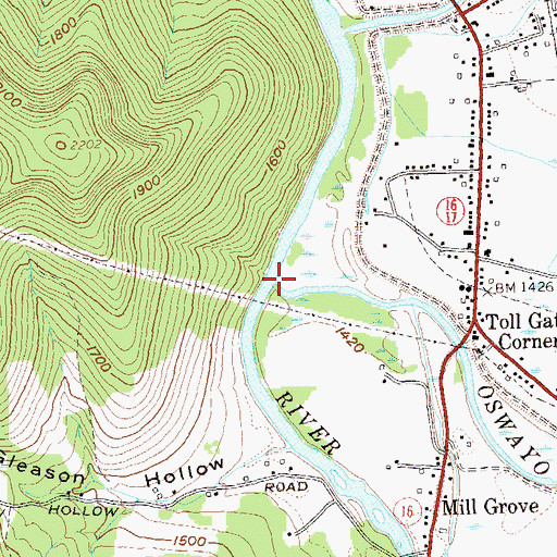 Topographic Map of Oswayo Creek, NY