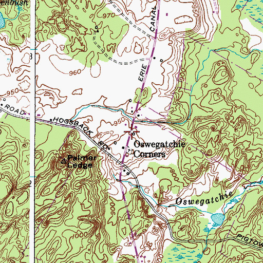 Topographic Map of Oswegatchie Corners, NY