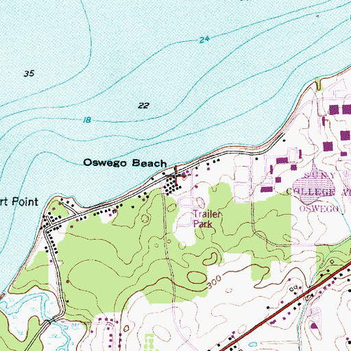 Topographic Map of Oswego Beach, NY