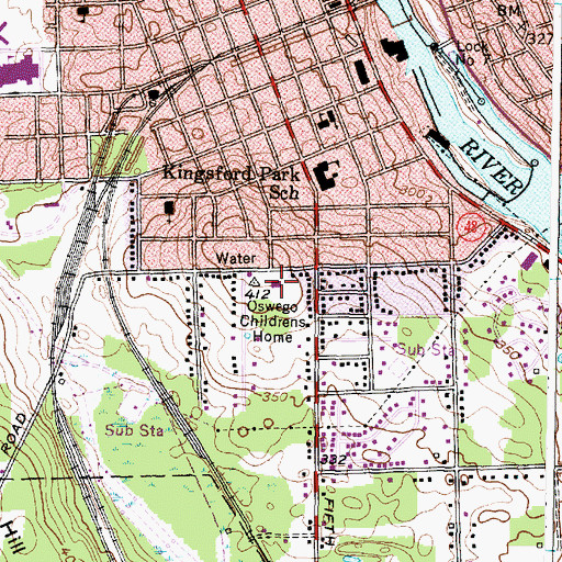 Topographic Map of Oswego Childrens Home, NY
