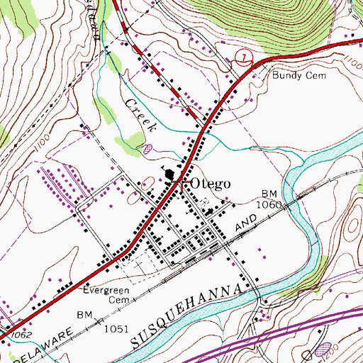 Topographic Map of Otego, NY