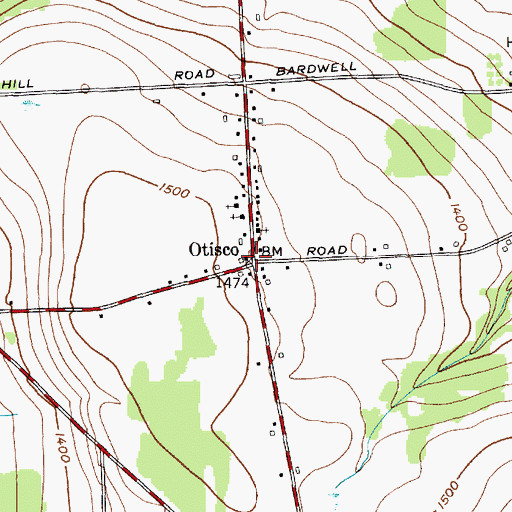 Topographic Map of Otisco, NY