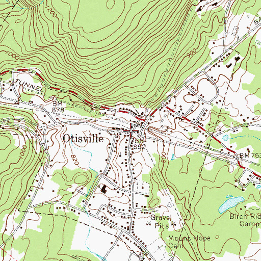 Topographic Map of Otisville, NY