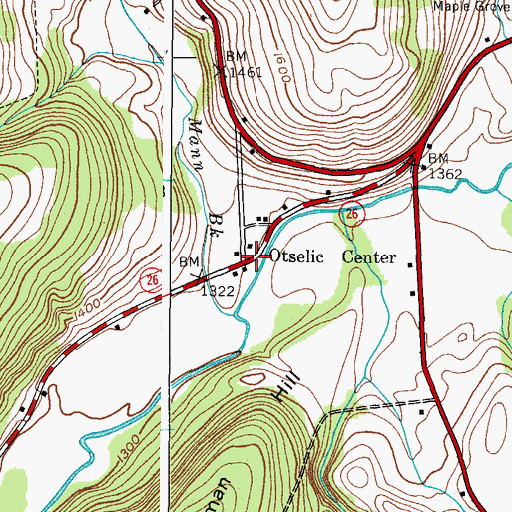 Topographic Map of Otselic Center, NY