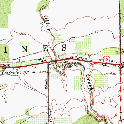 Topographic Map of Otter Creek Cemetery, NY