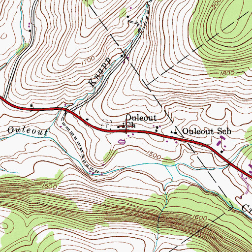 Topographic Map of Ouleout Church, NY