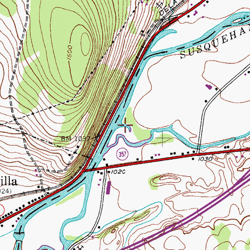 Topographic Map of Ouleout Creek, NY