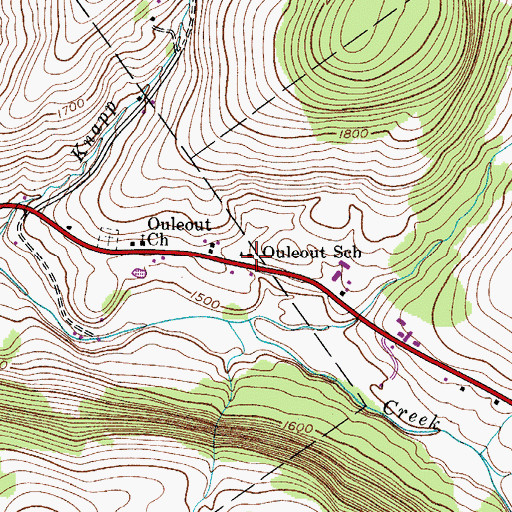 Topographic Map of Ouleout School, NY