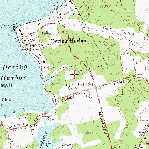 Topographic Map of Our Lady of the Isle Cemetery, NY