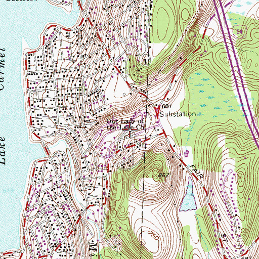 Topographic Map of Our Lady of the Lake Church, NY