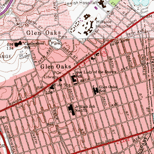 Topographic Map of Our Lady of the Snows School, NY