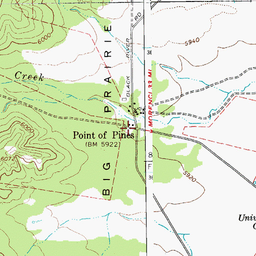 Topographic Map of Point of Pines, AZ