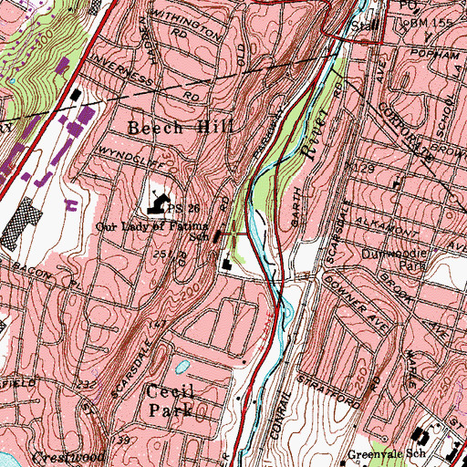 Topographic Map of Our Lady of Fatima School, NY