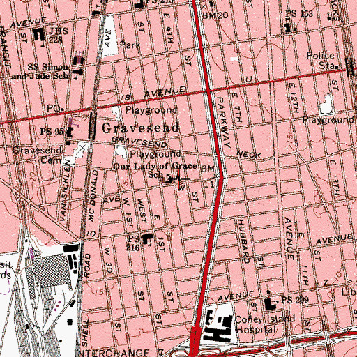 Topographic Map of Our Lady of Grace School, NY