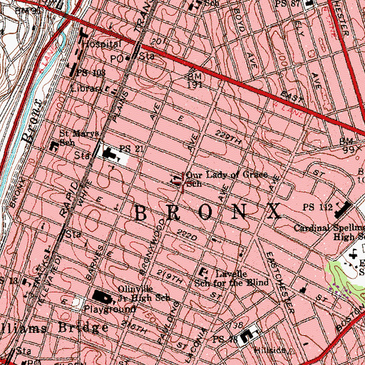 Topographic Map of Our Lady of Grace School, NY
