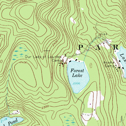 Topographic Map of Our Lady of Lourdes Camp, NY