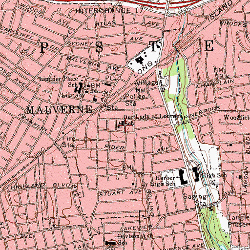 Topographic Map of Our Lady of Lourdes School, NY