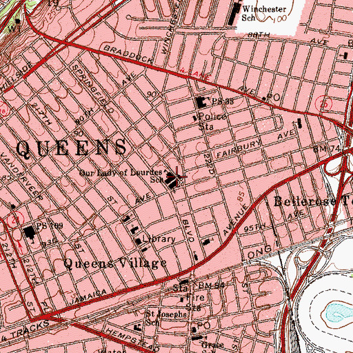 Topographic Map of Our Lady of Lourdes School, NY