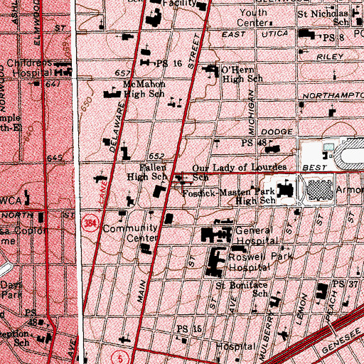 Topographic Map of Our Lady of Lourdes School, NY