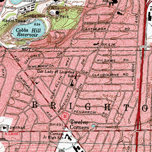 Topographic Map of Our Lady of Lourdes School, NY
