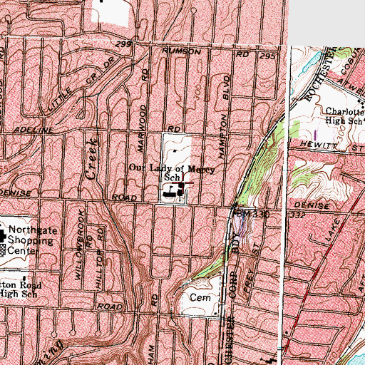 Topographic Map of Our Lady of Mercy School, NY