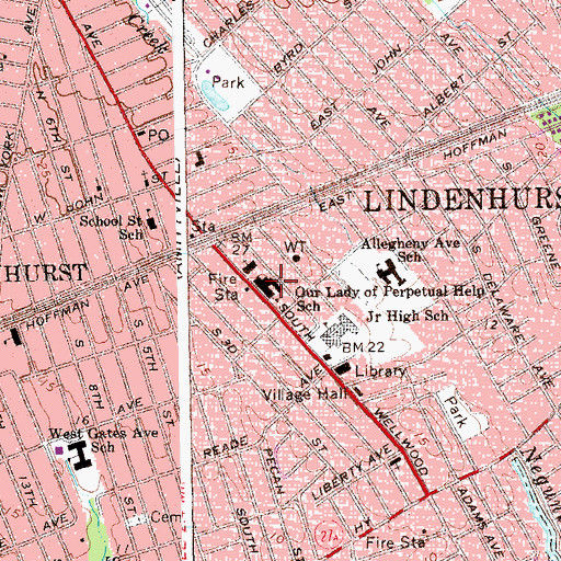 Topographic Map of Our Lady of Perpetual Help School, NY