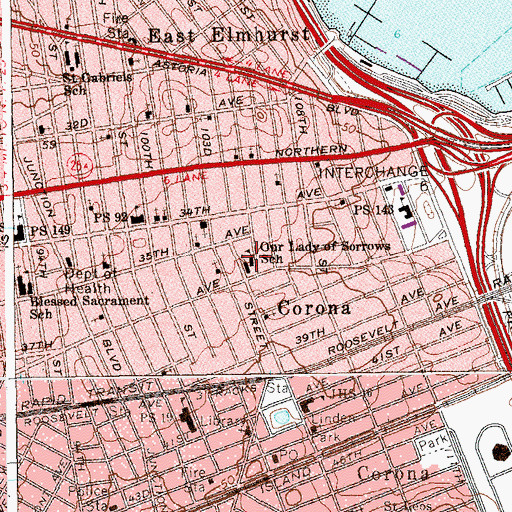 Topographic Map of Our Lady of Sorrows School, NY