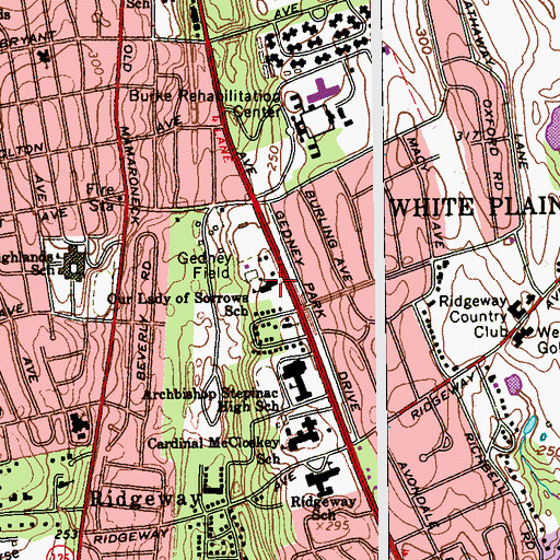 Topographic Map of Our Lady of Sorrows School, NY