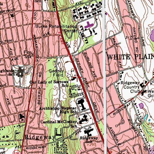 Topographic Map of Our Lady of Sorrows School, NY