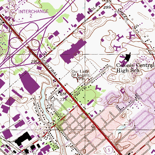 Topographic Map of Our Lady of Angels Cemetery, NY
