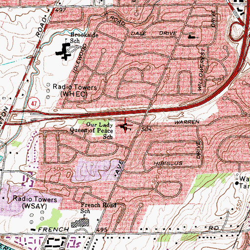 Topographic Map of Our Lady Queen of Peace School, NY