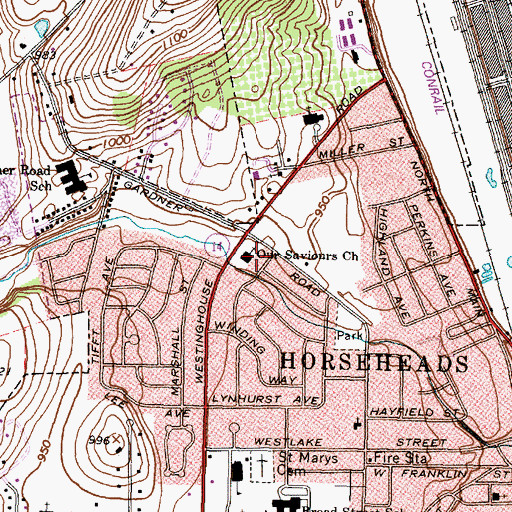 Topographic Map of Our Saviour's Lutheran Church, NY