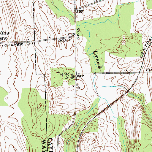 Topographic Map of Overacre Cemetery, NY