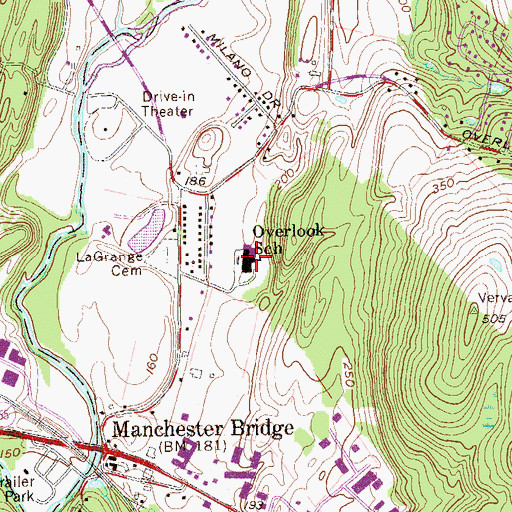 Topographic Map of Overlook Primary School, NY