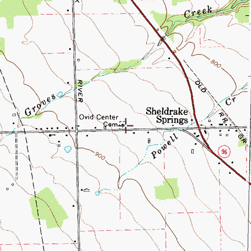 Topographic Map of Ovid Center Cemetery, NY