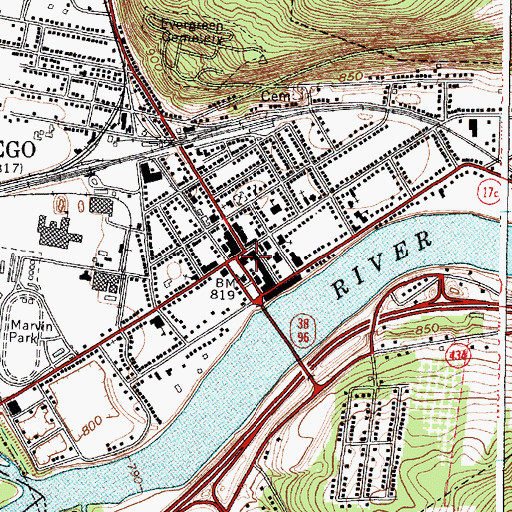 Topographic Map of Owego, NY
