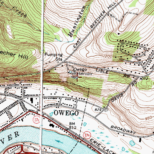 Topographic Map of Owego Reservoir, NY