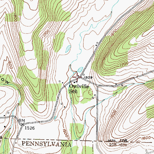 Topographic Map of Owlville School (historical), NY