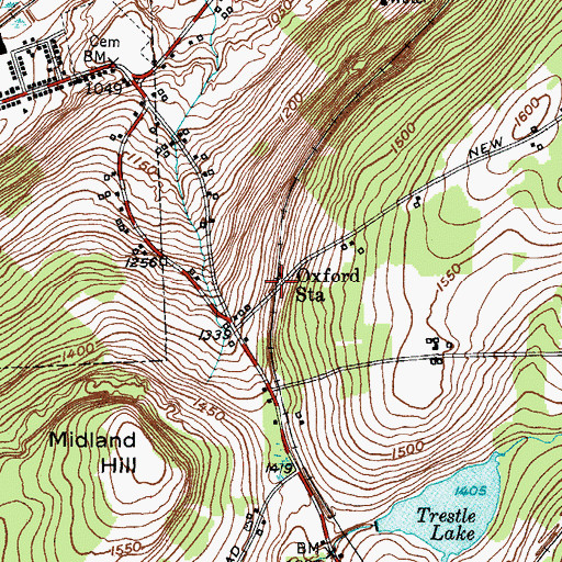 Topographic Map of Oxford Station, NY